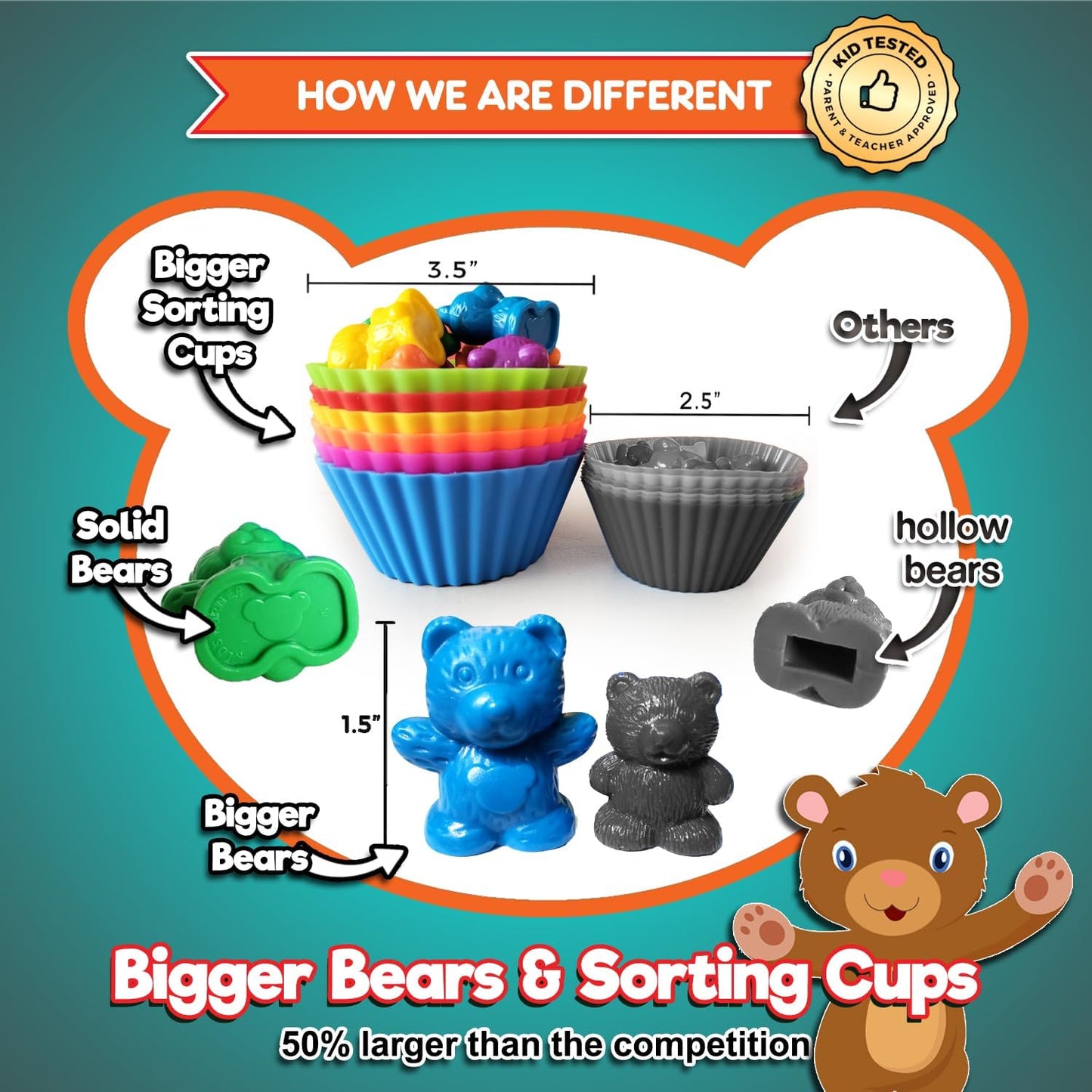 Jumbo Counting Bears Matching Game - Montessori Fine Motor Learning Toys with Stacking Cups, 60 Preschool Math Manipulatives, 2 Toddler Games Dice, Toy Storage & Activities Ebook