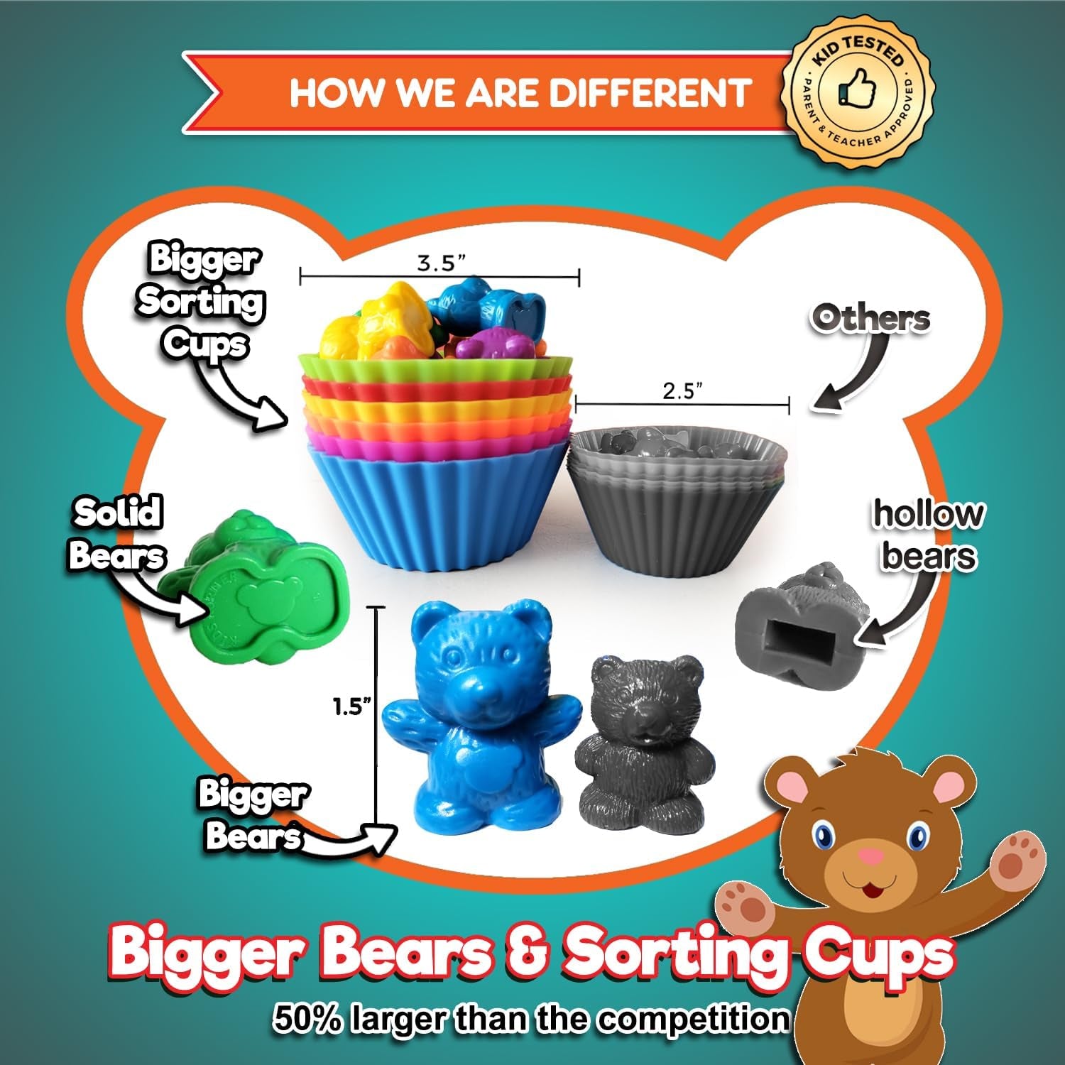 Jumbo Counting Bears Matching Game - Montessori Fine Motor Learning Toys with Stacking Cups, 60 Preschool Math Manipulatives, 2 Toddler Games Dice, Toy Storage & Activities Ebook