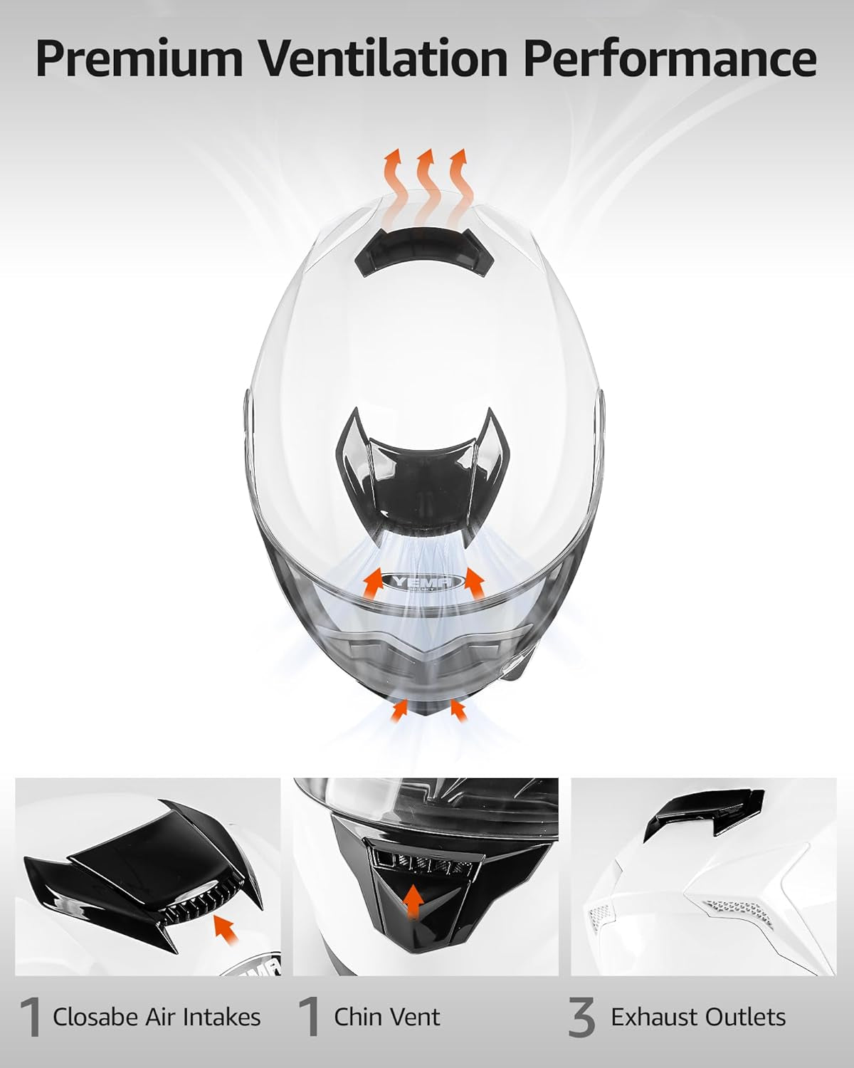 Modular Motorcycle Helmets, DOT Approved Full Face Motorcycle Helmet with Flip up Dual Visor, Helmets for Adults Men Women Helmets for Street Scooter ATV E-Bike - YM-926