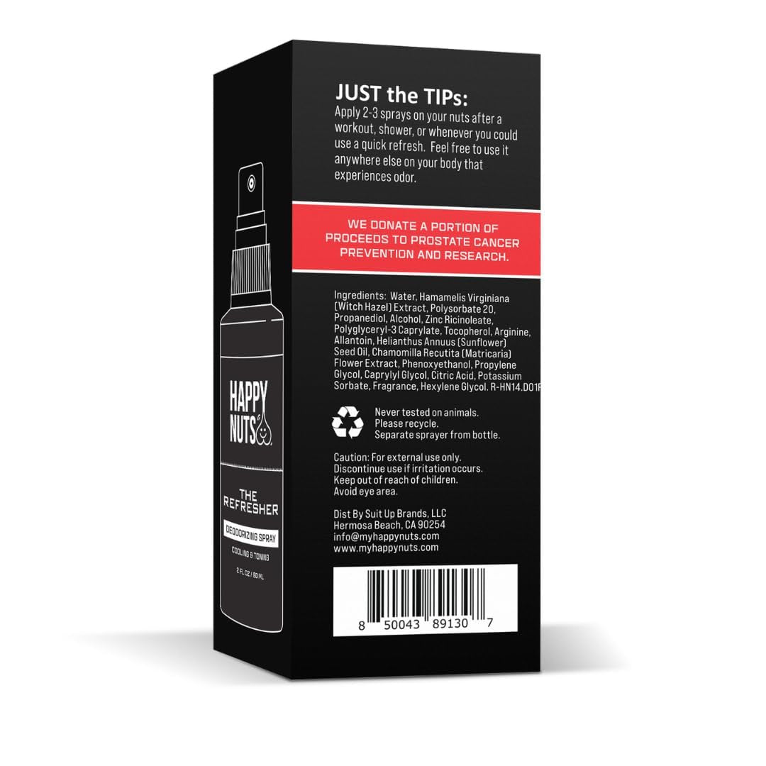 the Refresher Men'S Ball Deodorant Spray - Cooling, Toning, Deodorizing Body Spritz - Clean Ingredients, Ideal for Post-Trimming, Shaving & Cleansing - Groin Deodorant Spray (1 Pack)