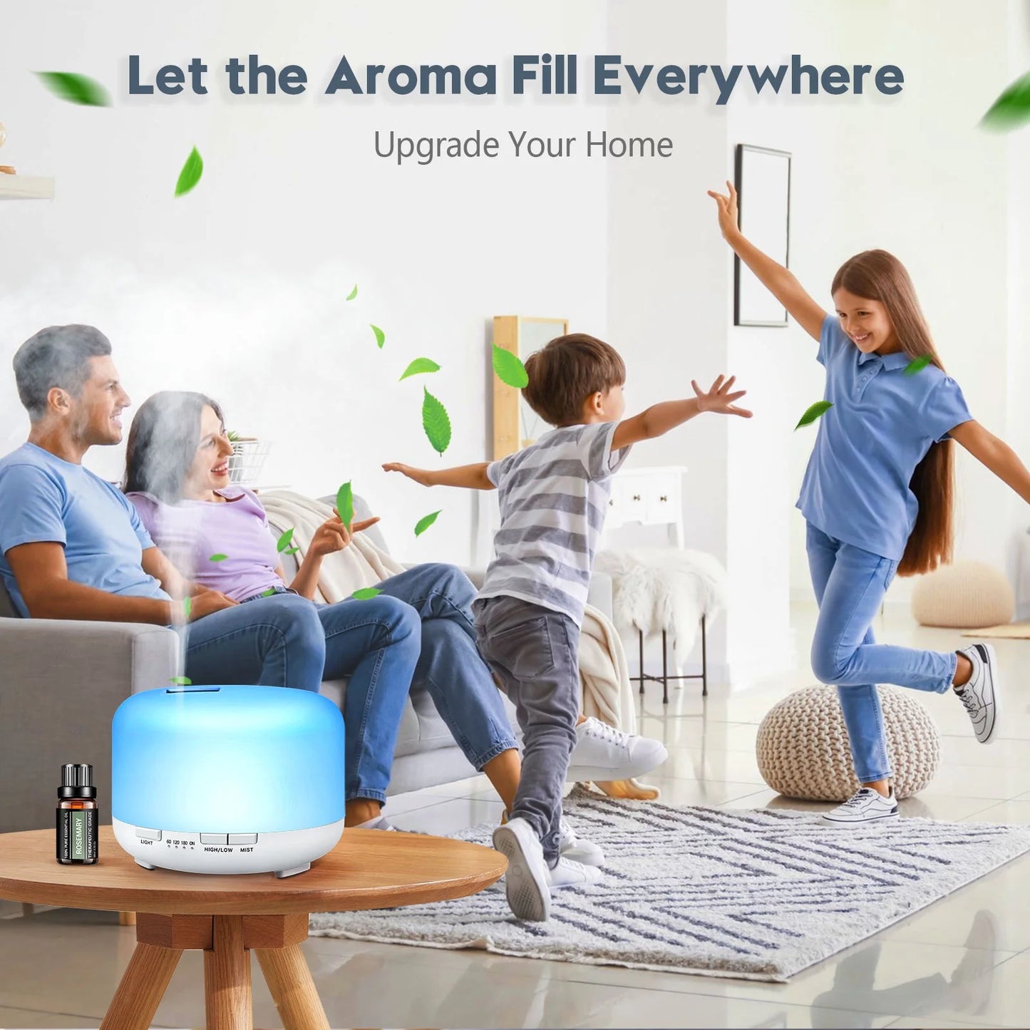 500Ml Essential Oil Diffuser with 6*10Ml Essential Oils Set, Flower Aromatherapy Diffusers with Remote Control, Oil Air Humidifier Vaporizer for Large Room Bedroom Office