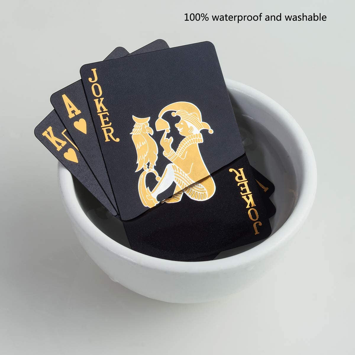 Waterproof Playing Cards, Plastic Playing Cards, Deck of Cards, Gift Poker (Black Diamond Cards)