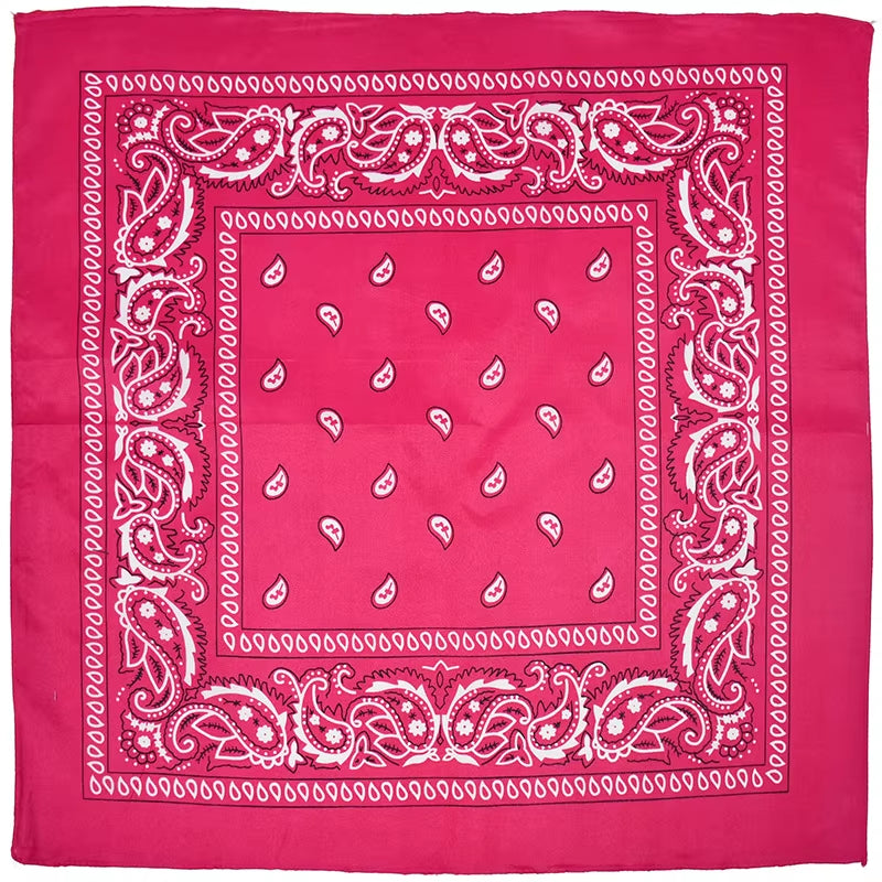 2024 Fashion Hip Hop Bandana Square Scarf 54Cm*54Cm Black Red Headband Printed for Women/Men/Boys/Girls