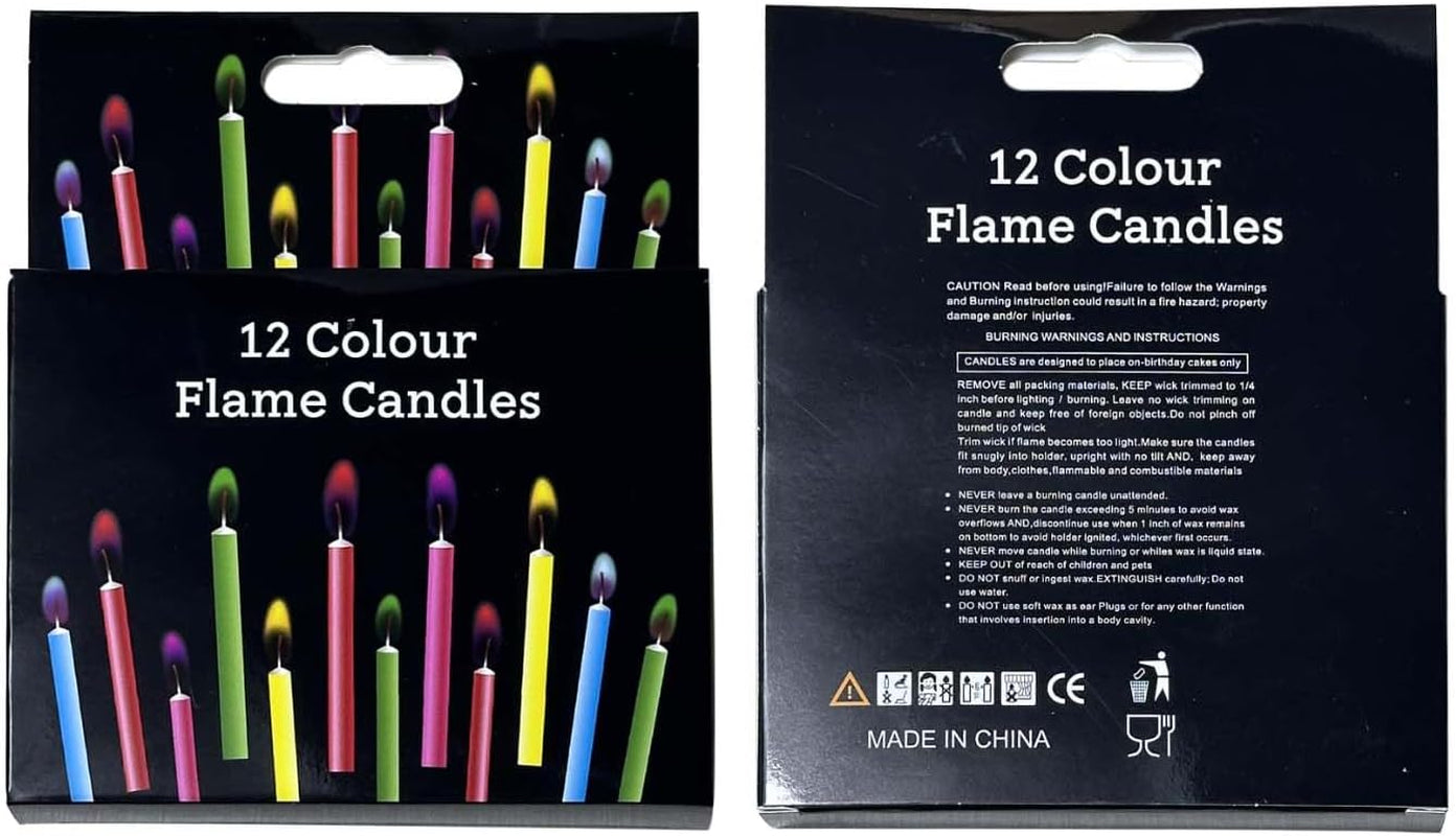 Colorflame Multicolor Birthday Cake Candles Happy Birthday Candles Colorful Candles Holders Party Gathering, Unscented (12Pcs)