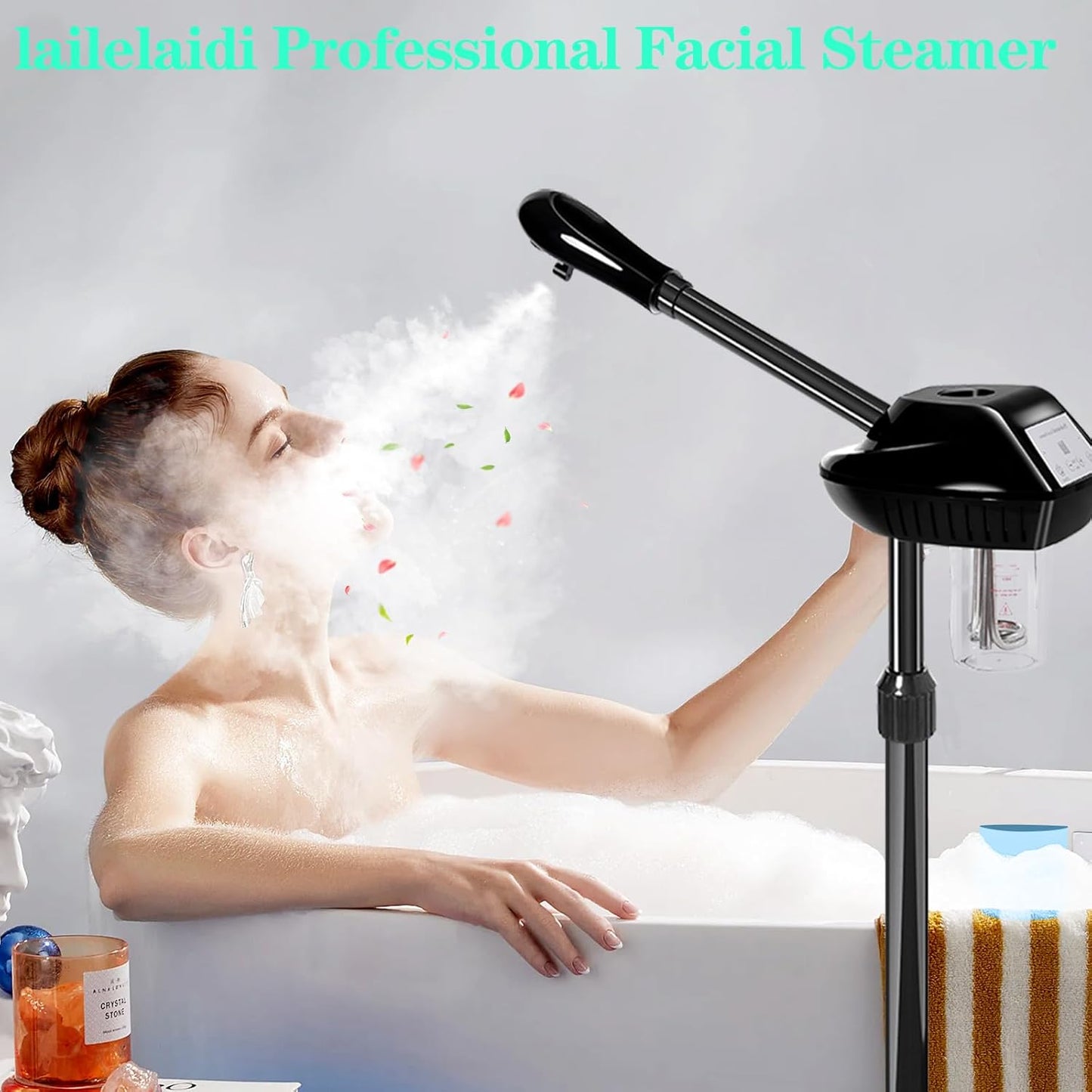 Professional Facial Steamer, Facial Steamer on Wheels with Timer Function, Ozone Face Steamer for Spa, Salon and at Home Use