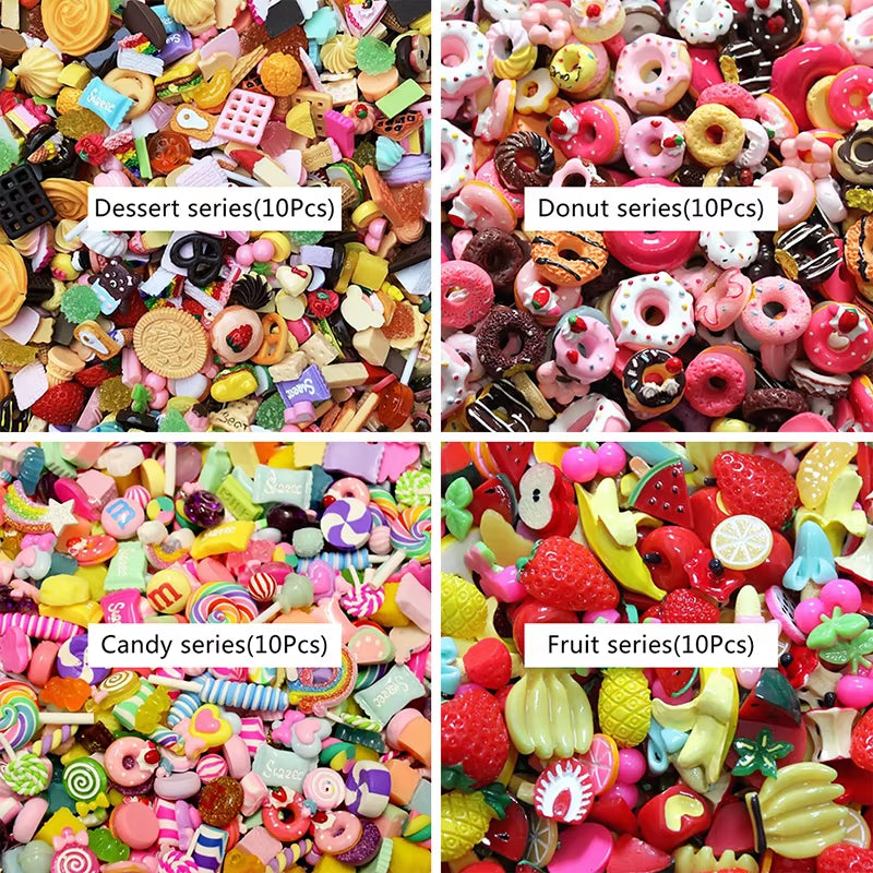 10Pcs Mini Candy Donut Bread Doll Food Scale Dollhouse Miniature Cake Accessories Home Craft Decor Cake Kids Kitchen Toys Gift