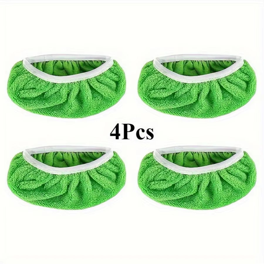 4 Green/White/Gray Mop Cloths, Mop Head Replacement Cloth, Suitable for Flat Cleaning, Wet and Dry Mop Dual-Use