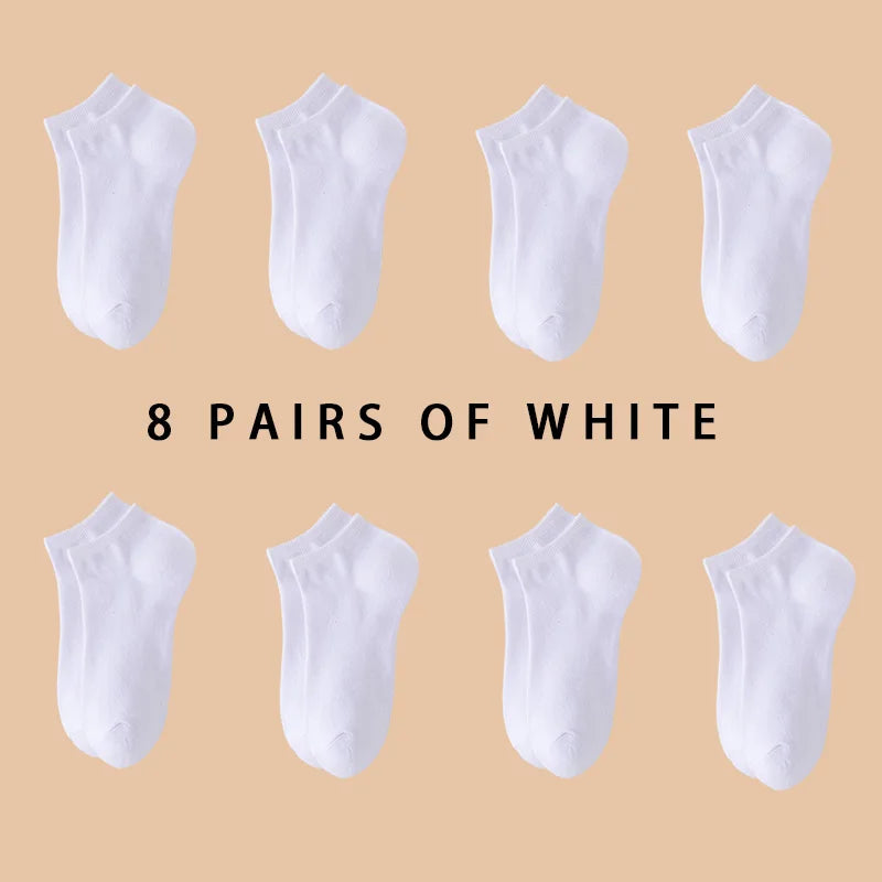 8 Pairs Women/Men Boat Socks Invisible Low Cut Silicone Non-Slip Summer No-Show Ankle Socks Solid Color Casual Breathable