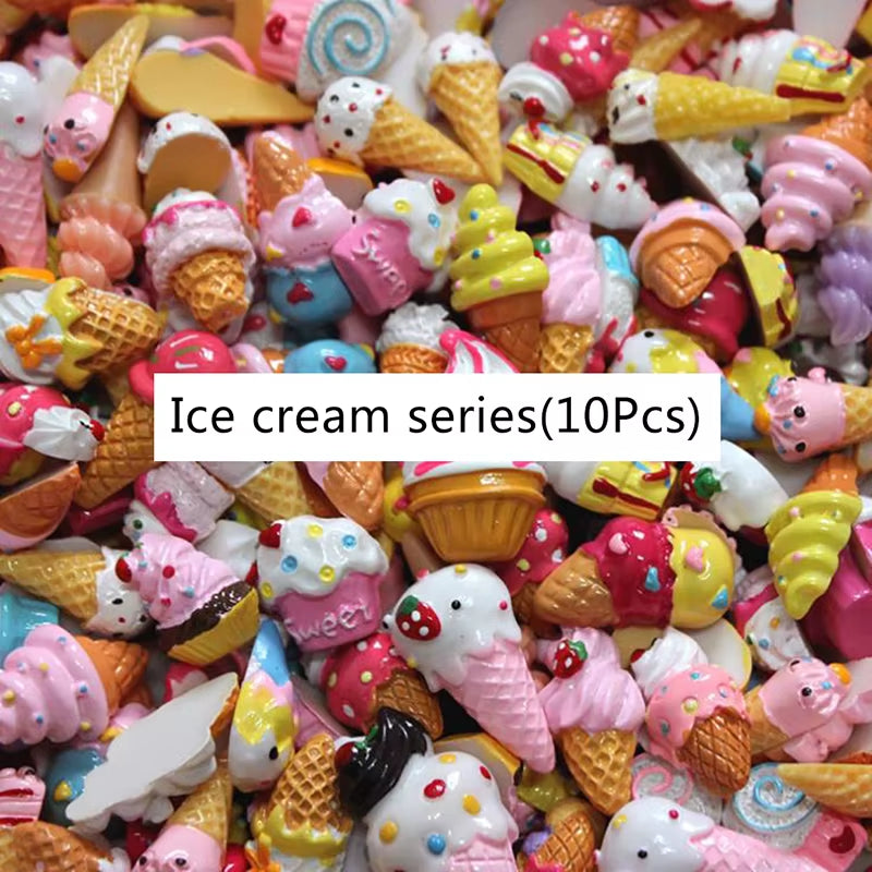 10Pcs Mini Candy Donut Bread Doll Food Scale Dollhouse Miniature Cake Accessories Home Craft Decor Cake Kids Kitchen Toys Gift