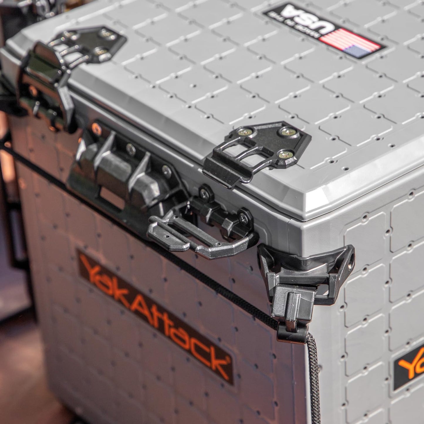 Blackpak Pro 13" X 13" Fishing Crate with 3 Rod Holders - Battleship Grey | Compact Tackle Storage Box & Gear Organizer for Kayaks | Lightweight, Durable & Customizable Marine Accessory