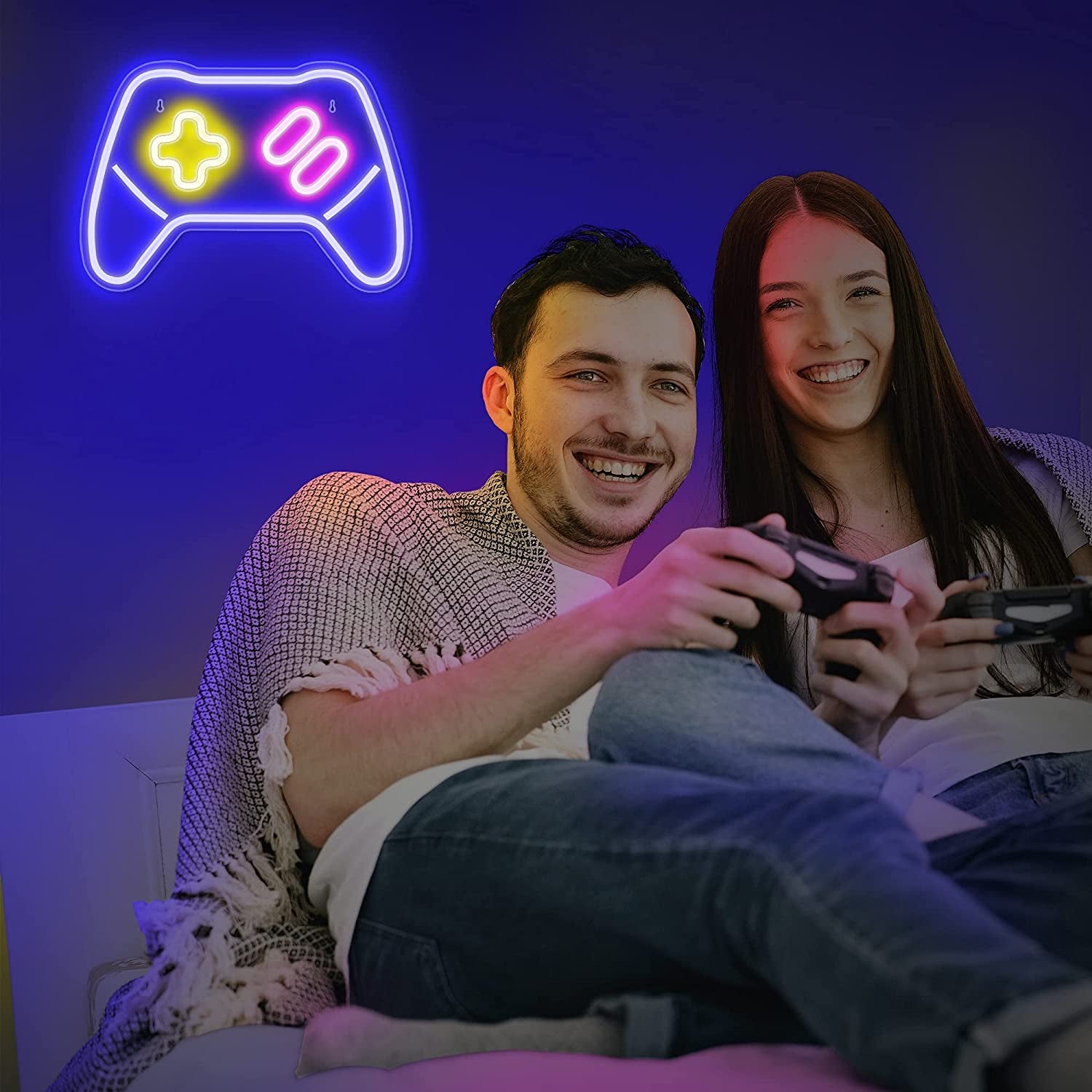 Game Controller Neon Signs - Gamepad Shaped LED Neon Light for Video/Pc Gamer, Streamers - Gaming Console Night Light with On/Off Switch for Wall, Bedroom, Game Room